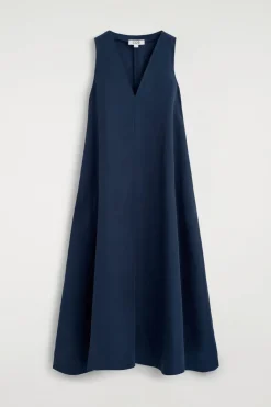 MAXIKLEID AUS LEINEN-MIX IN A-LINIE