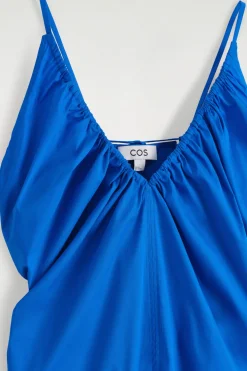 MAXIKLEID MIT RAFFUNGEN UND V-AUSSCHNITT