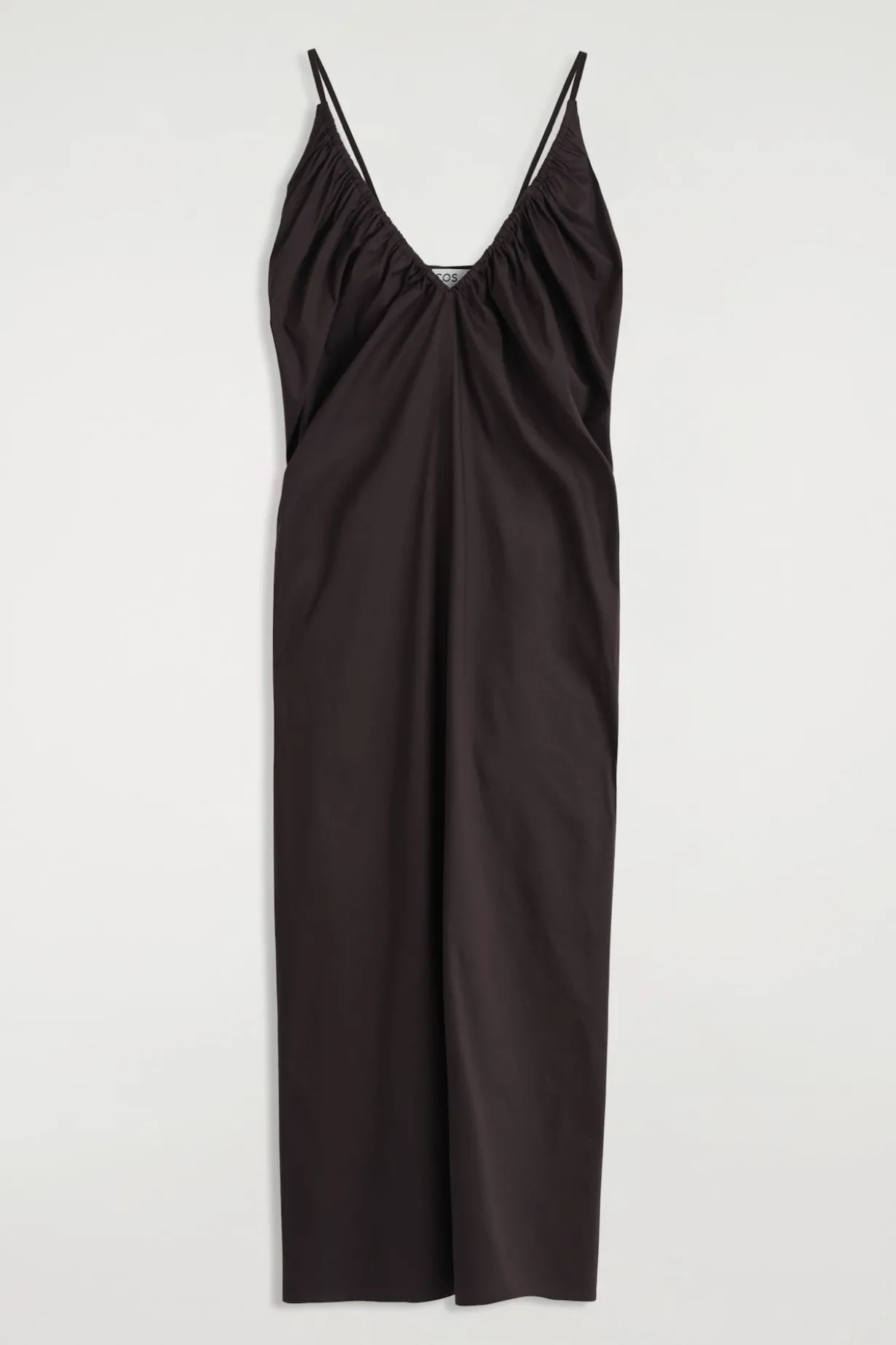 MAXIKLEID MIT RAFFUNGEN UND V-AUSSCHNITT