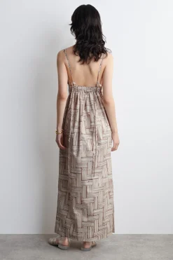 MAXIKLEID MIT V-AUSSCHNITT UND PRINT