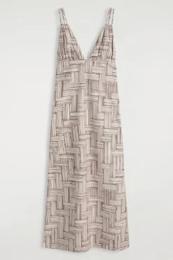MAXIKLEID MIT V-AUSSCHNITT UND PRINT
