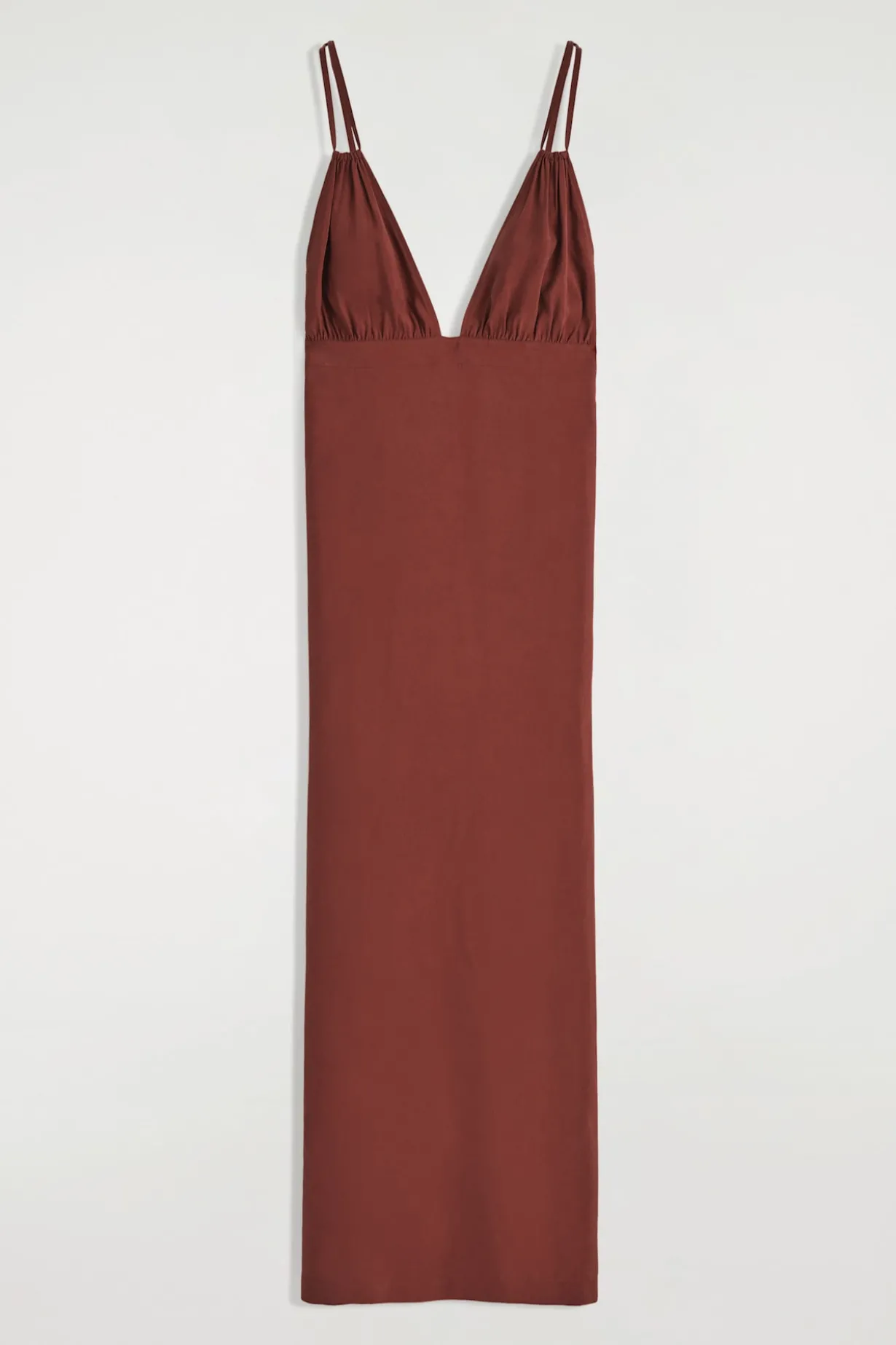 MAXIKLEID MIT V-AUSSCHNITT UND RAFFUNGEN
