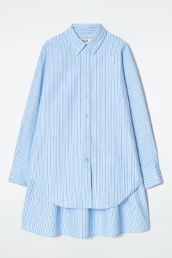 MEHRLAGIGES HEMDKLEID MIT STREIFEN IN TRAPEZFORM
