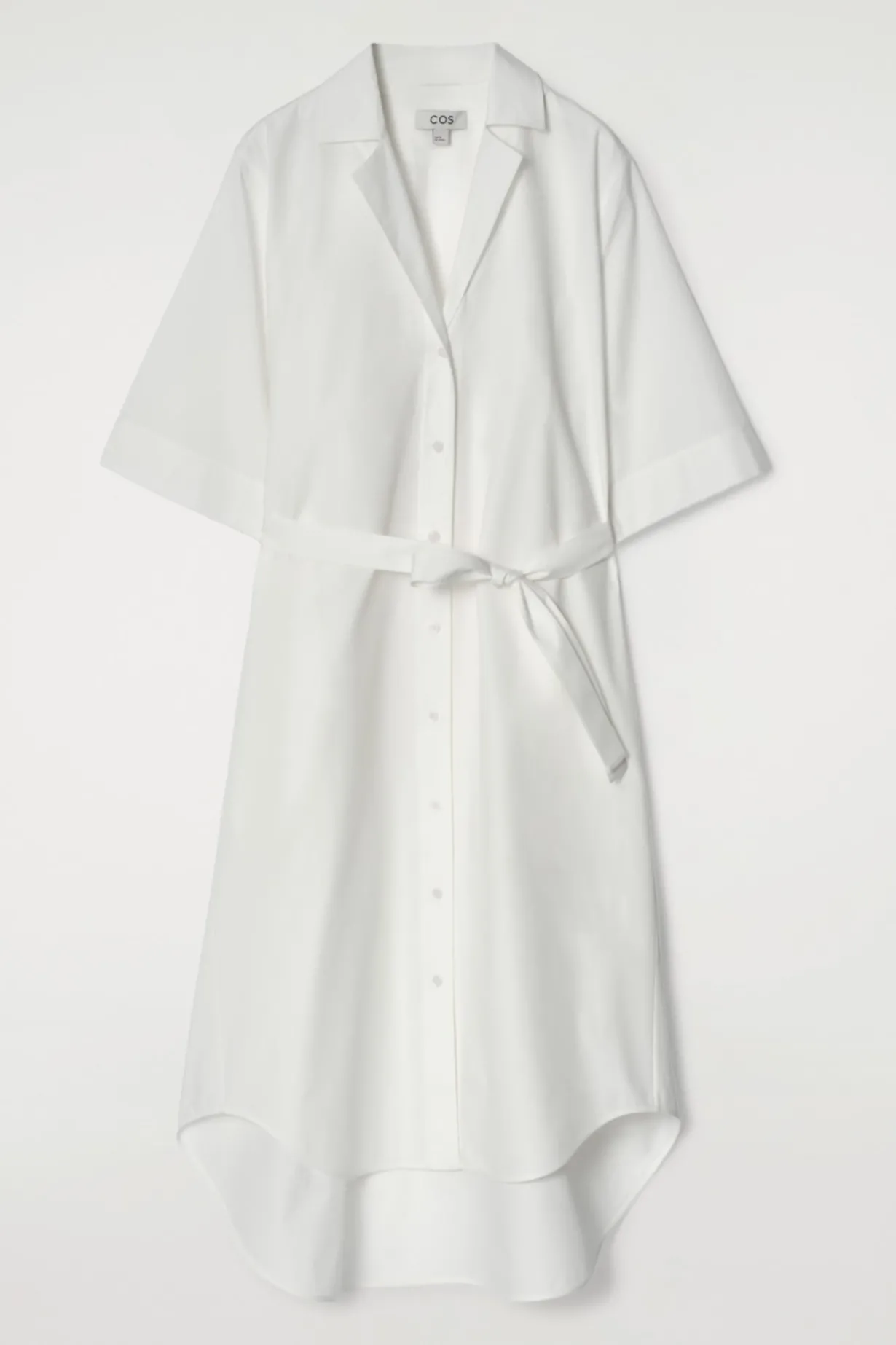 MIDI-HEMDKLEID MIT KURZEN ÄRMELN UND GÜRTEL