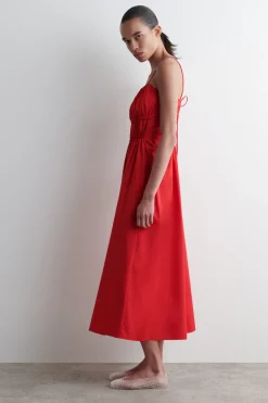 MIDIKLEID AUS BAUMWOLLE MIT RAFFUNGEN