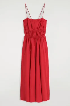 MIDIKLEID AUS BAUMWOLLE MIT RAFFUNGEN