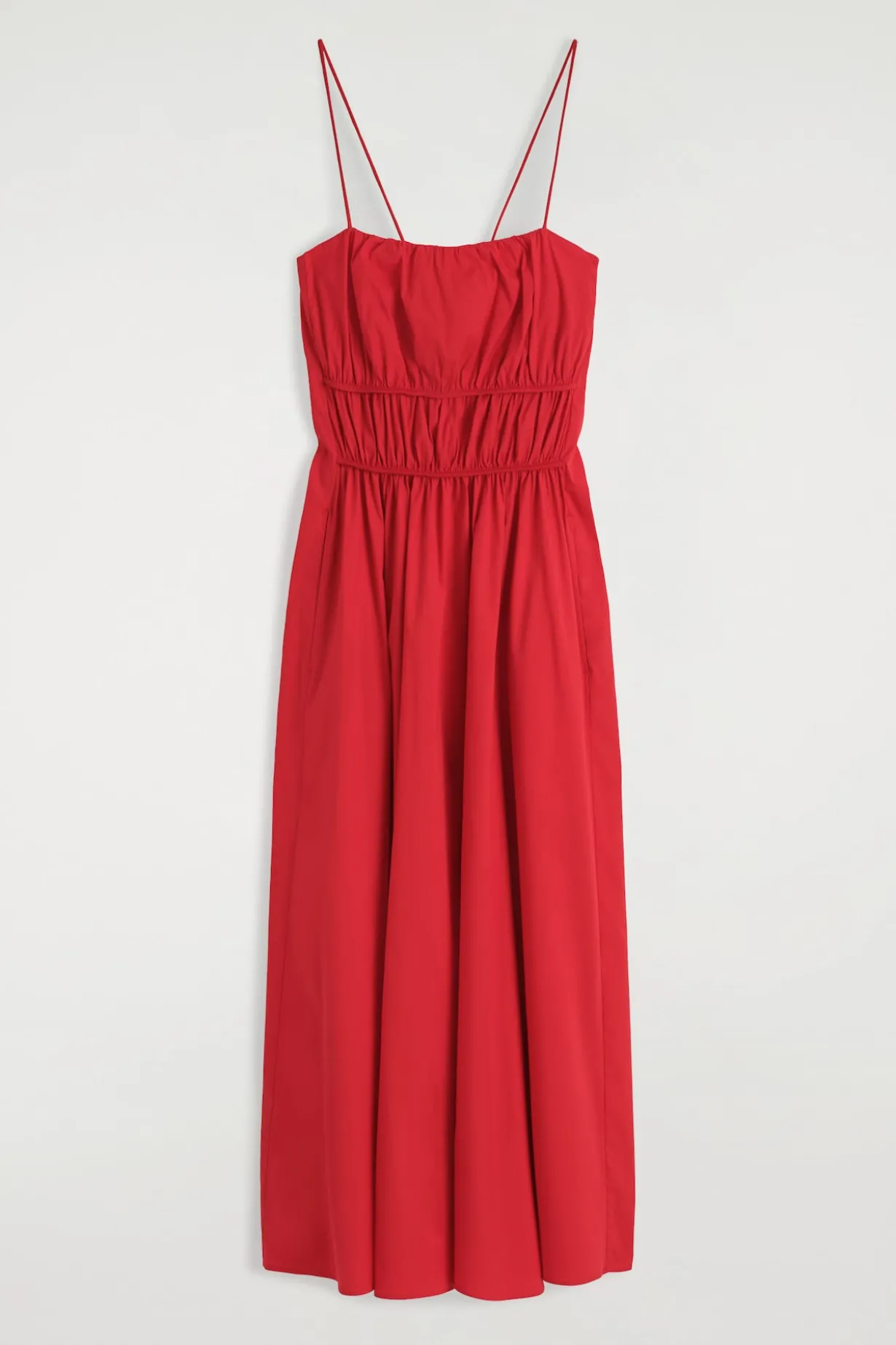 MIDIKLEID AUS BAUMWOLLE MIT RAFFUNGEN