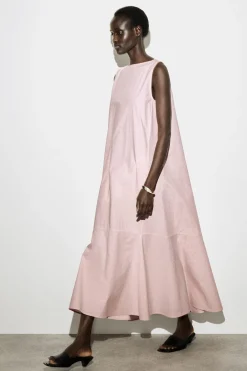 MIDIKLEID AUS BAUMWOLLE MIT ABGESETZTEM SAUM