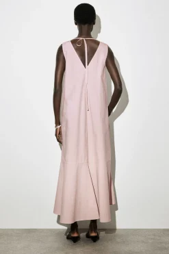 MIDIKLEID AUS BAUMWOLLE MIT ABGESETZTEM SAUM