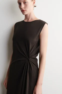MIDIKLEID AUS JERSEY MIT TWIST-DETAIL