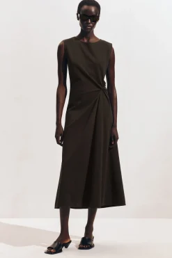 MIDIKLEID AUS JERSEY MIT TWIST-DETAIL