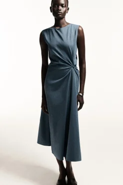 MIDIKLEID AUS JERSEY MIT TWIST-DETAIL