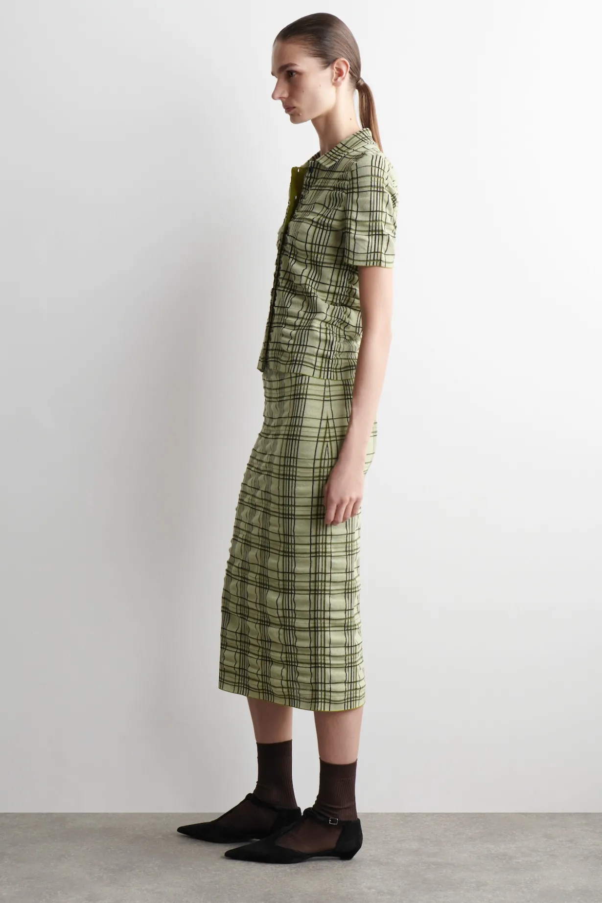 MIDIROCK AUS BAUMWOLL-JACQUARD MIT KAROMUSTER