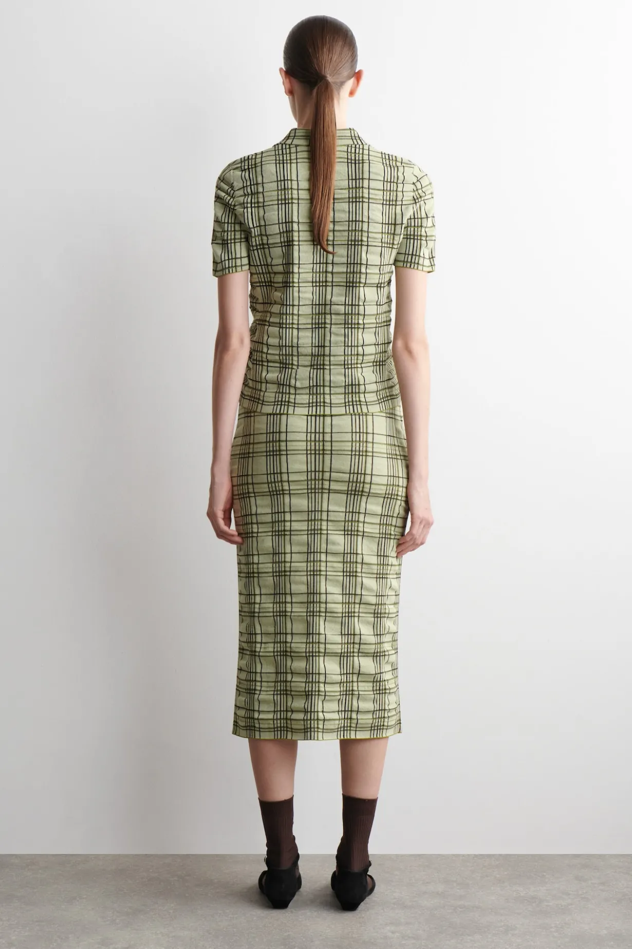 MIDIROCK AUS BAUMWOLL-JACQUARD MIT KAROMUSTER