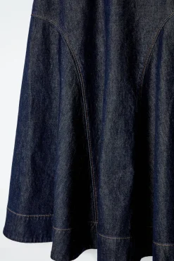 MIDIROCK AUS RAW DENIM IN A-LINIE