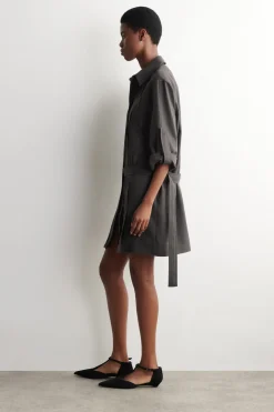 MINI-HEMDKLEID AUS WOLLE MIT FALTEN