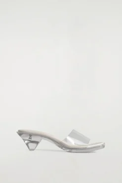 MULES AUS PERSPEX MIT KITTEN-HEEL