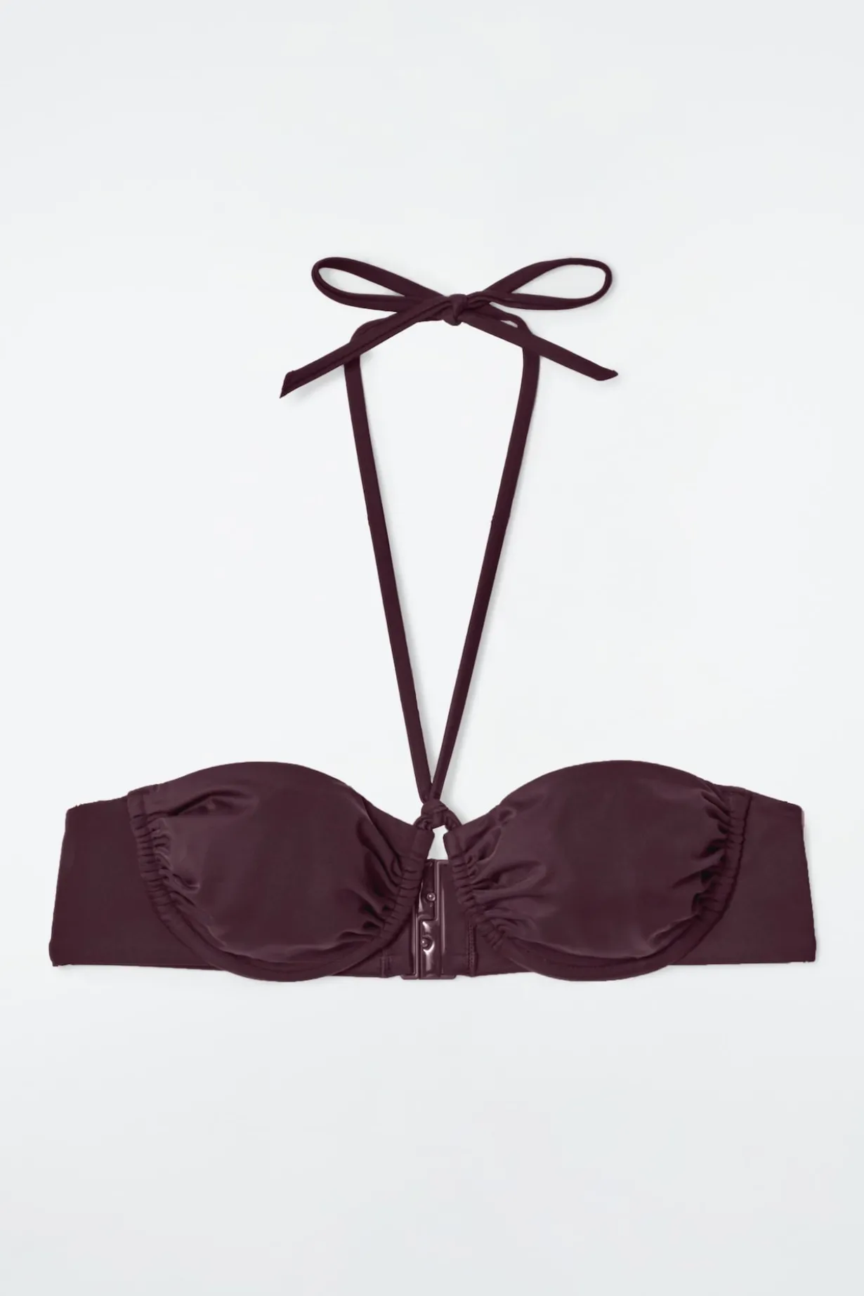 NECKHOLDER-BIKINIOBERTEIL MIT BÜGELN UND RAFFUNGEN