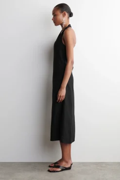 NECKHOLDER-KLEID AUS LEINEN-MIX