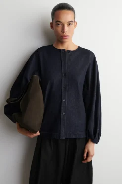 OBERTEIL AUS DENIM MIT ABGERUNDETER SILHOUETTE