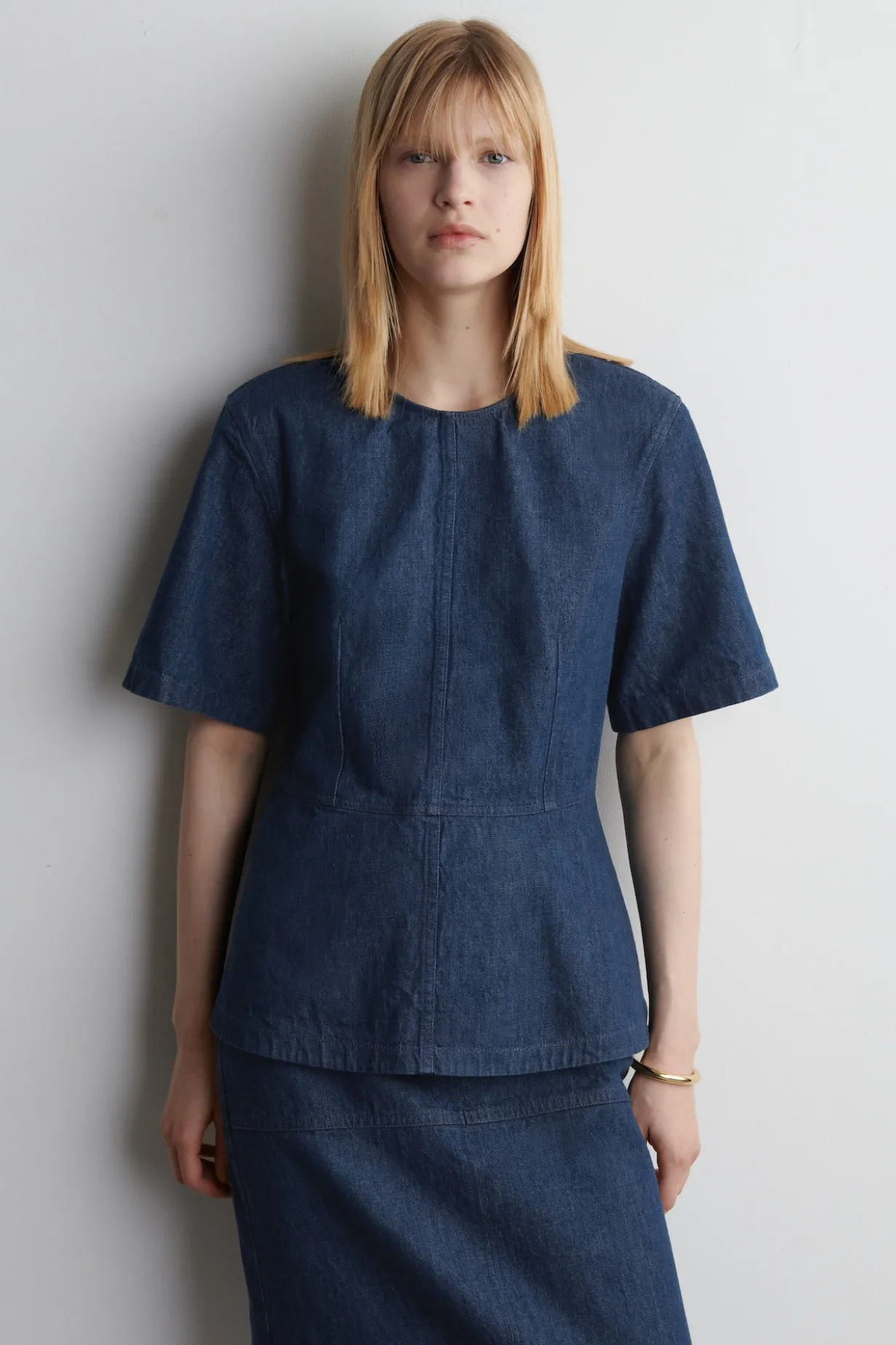 OBERTEIL AUS DENIM MIT SCHÖSSCHEN