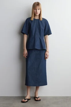 OBERTEIL AUS DENIM MIT SCHÖSSCHEN