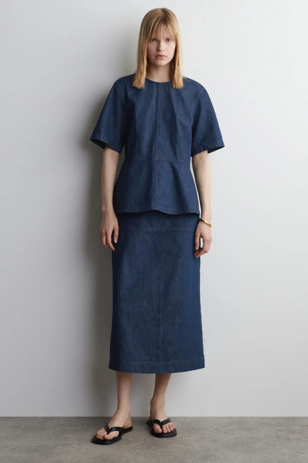 OBERTEIL AUS DENIM MIT SCHÖSSCHEN