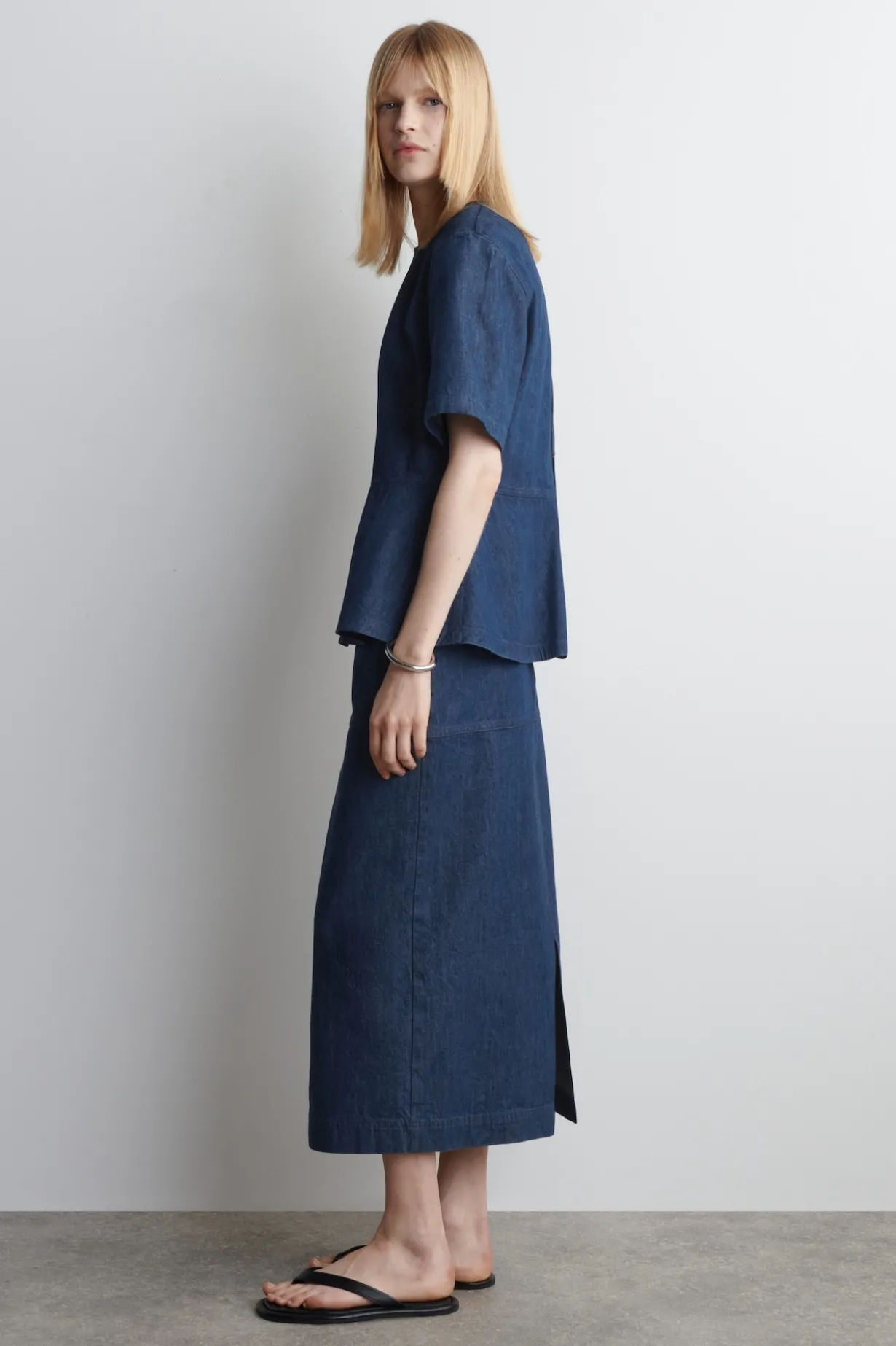 OBERTEIL AUS DENIM MIT SCHÖSSCHEN