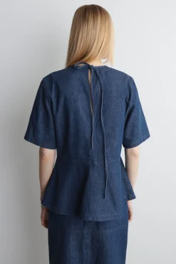 OBERTEIL AUS DENIM MIT SCHÖSSCHEN