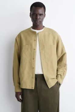 OVERSIZED-HEMD AUS LEINEN MIT GRANDAD-KRAGEN