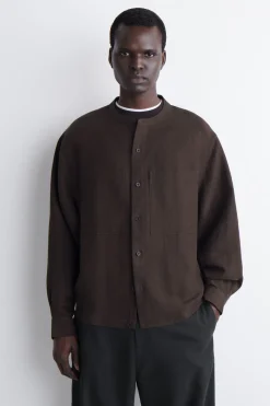 OVERSIZED-HEMD AUS LEINEN MIT GRANDAD-KRAGEN