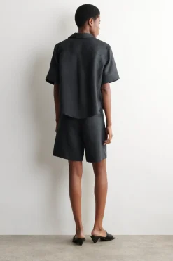 OVERSIZED-LEINENHEMD MIT KURZEN ÄRMELN