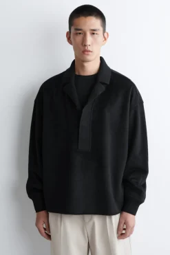 PLACKET-DETAIL WOOL-BLEND POLO JUMPER