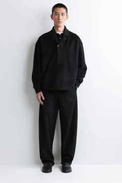 PLACKET-DETAIL WOOL-BLEND POLO JUMPER