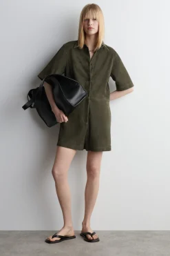 PLAYSUIT AUS VELOURSLEDER