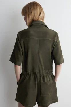 PLAYSUIT AUS VELOURSLEDER