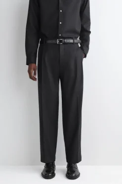 PLEATED WOOL RELAXED-FIT STRAIGHT-LEG TROUSERS