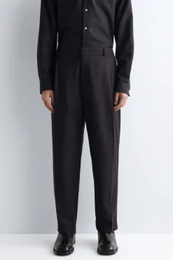 PLEATED WOOL RELAXED-FIT STRAIGHT-LEG TROUSERS