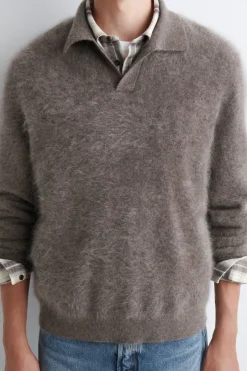 POLOPULLOVER AUS GEBÜRSTETEM KASCHMIR