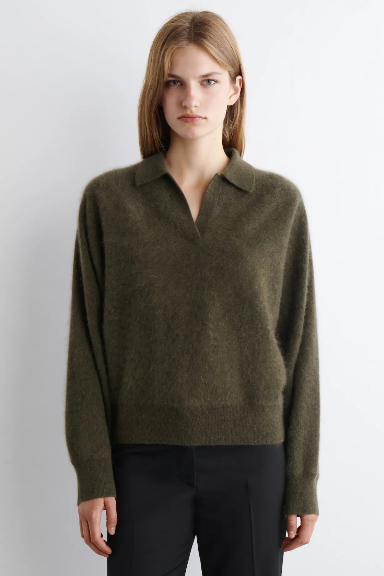 POLOPULLOVER AUS GEBÜRSTETEM KASCHMIR