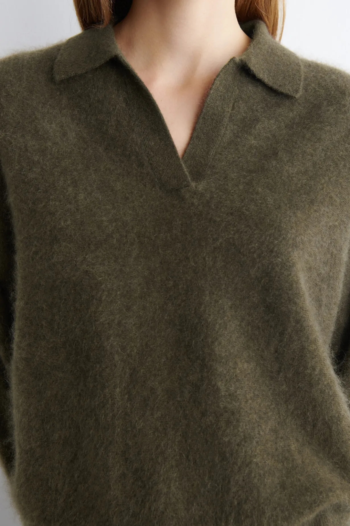 POLOPULLOVER AUS GEBÜRSTETEM KASCHMIR
