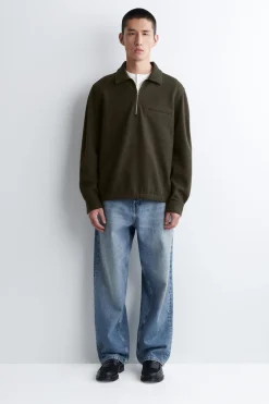 POLOPULLOVER AUS KOCHWOLLE MIT REISSVERSCHLUSS