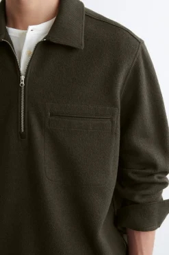 POLOPULLOVER AUS KOCHWOLLE MIT REISSVERSCHLUSS