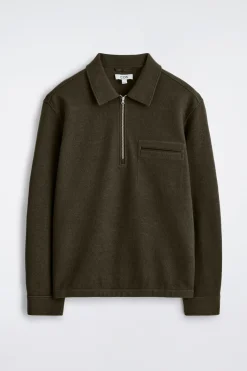 POLOPULLOVER AUS KOCHWOLLE MIT REISSVERSCHLUSS