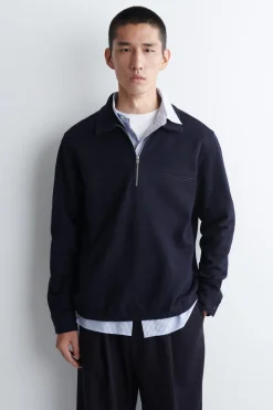 POLOPULLOVER AUS KOCHWOLLE MIT REISSVERSCHLUSS