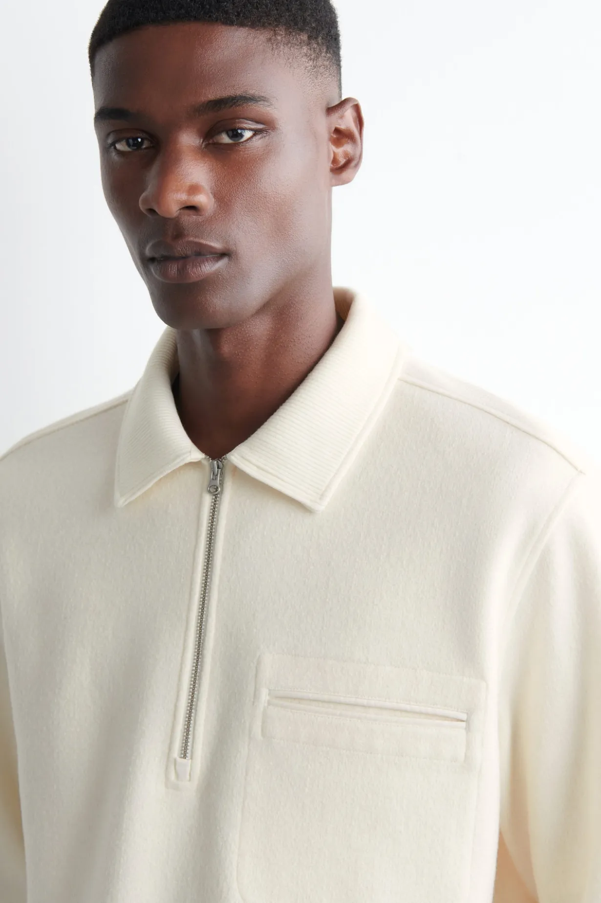 POLOPULLOVER AUS KOCHWOLLE MIT REISSVERSCHLUSS