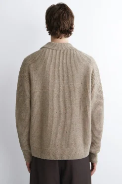 POLOPULLOVER AUS WOLLE MIT DONEGAL-EFFEKT