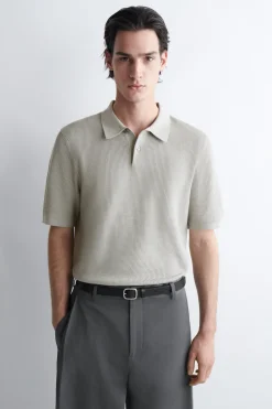 POLOSHIRT AUS BAUMWOLLE IN WAFFELOPTIK