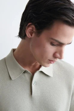 POLOSHIRT AUS BAUMWOLLE IN WAFFELOPTIK