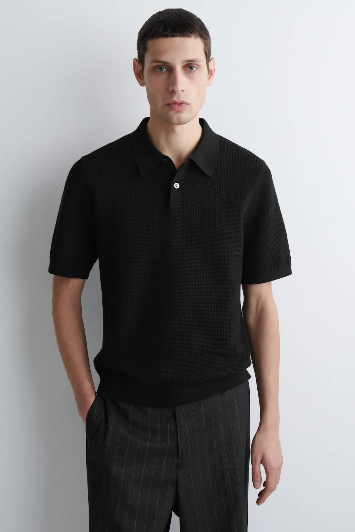 POLOSHIRT AUS BAUMWOLLE IN WAFFELOPTIK